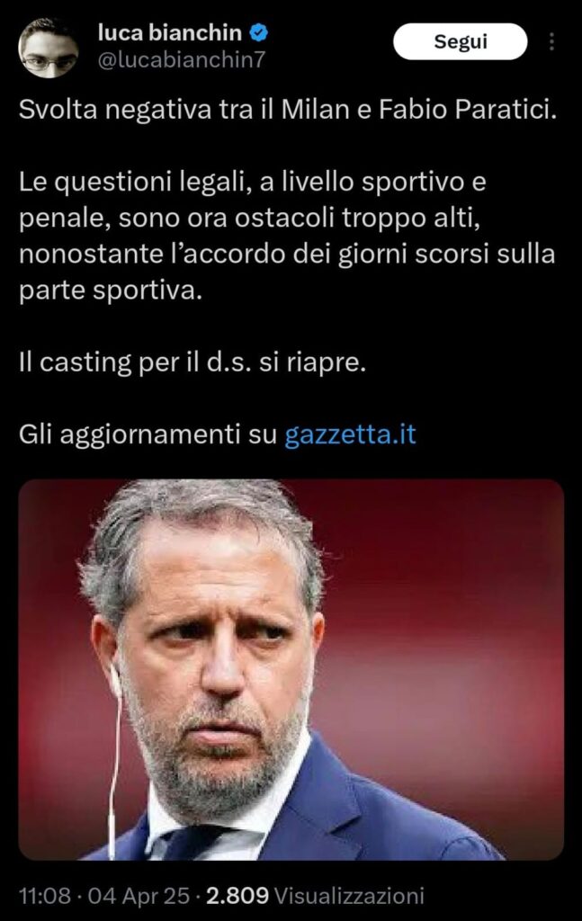 Luca Bianchin su X